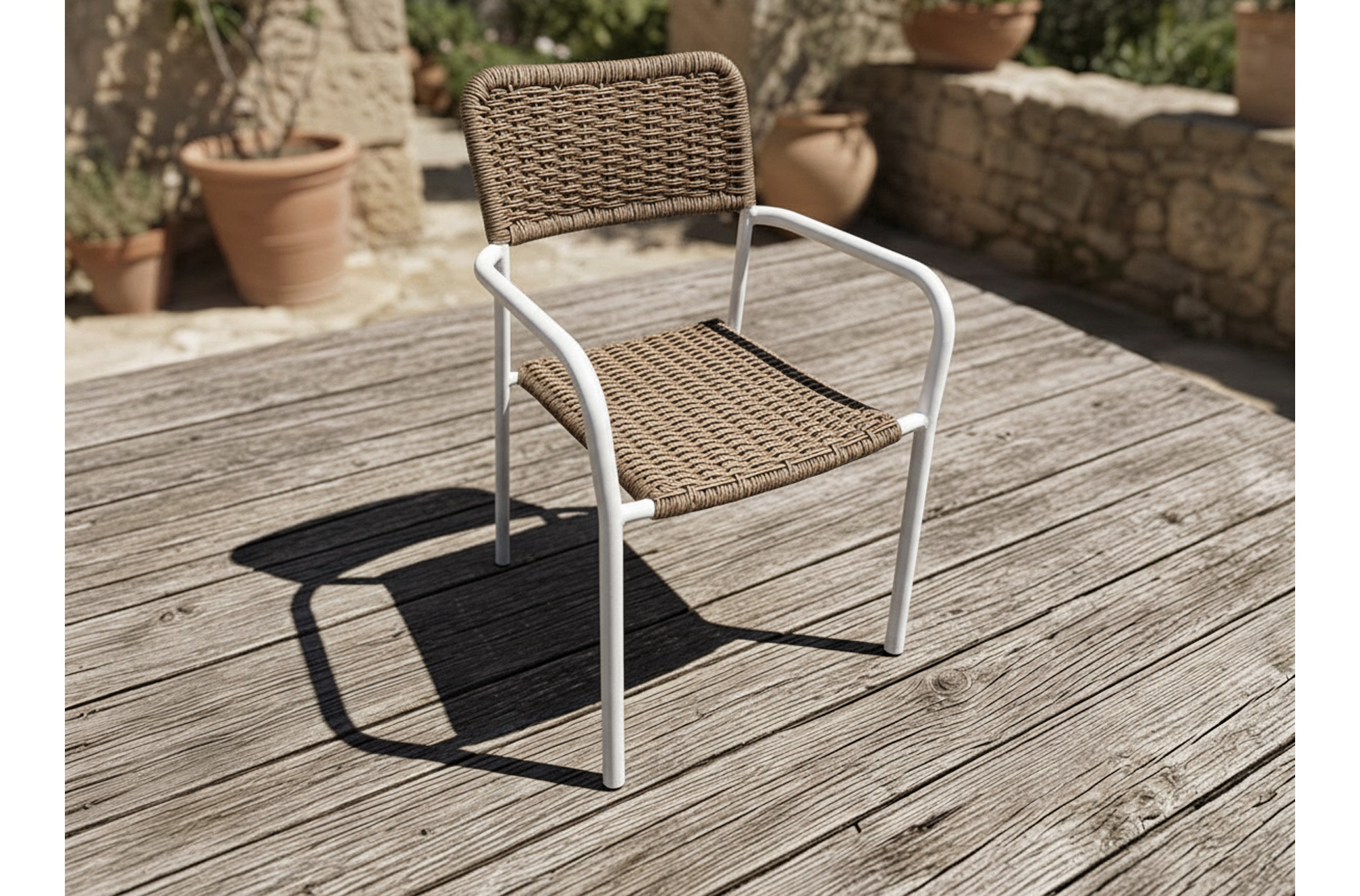 SILLA DE EXTERIOR SAVA MIMBRE / BLANCO - Imagen 4