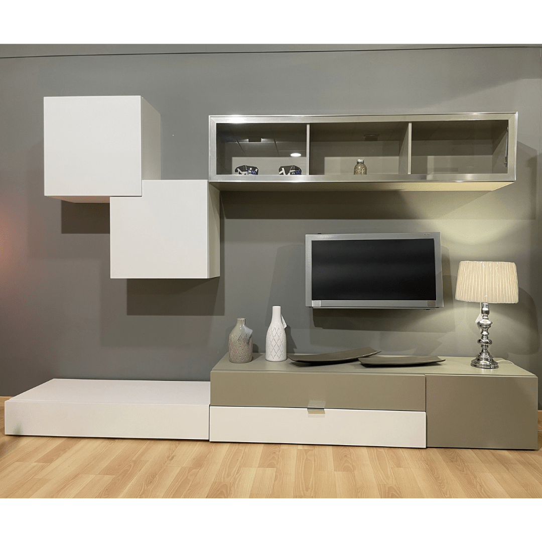 Mueble de salón/comedor con módulo tv + módulo alto + 2 cubos outlet