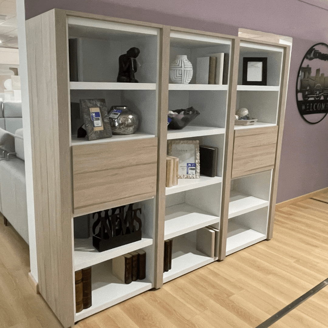 Libreria en roble y blanco outlet - Imagen 2