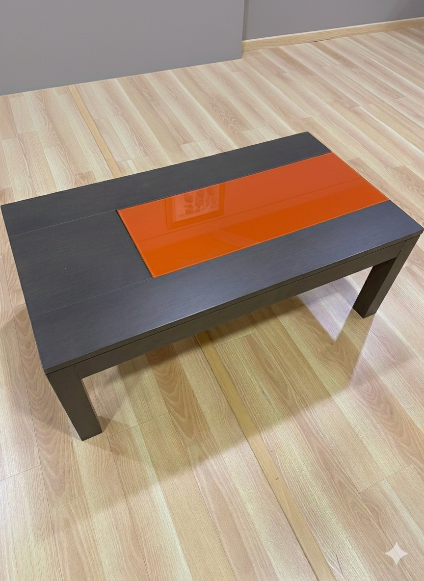Mesa centro cristal naranja