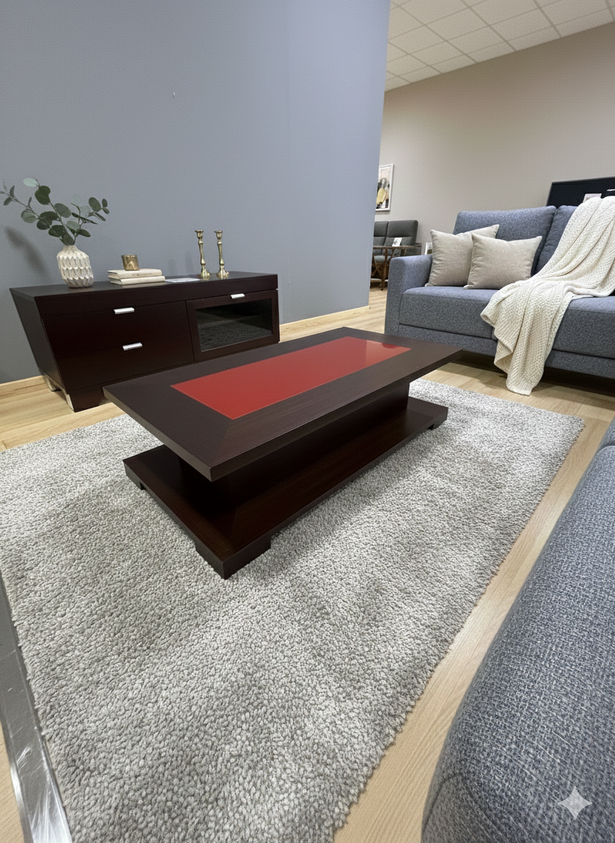 Mesa centro cristal rojo