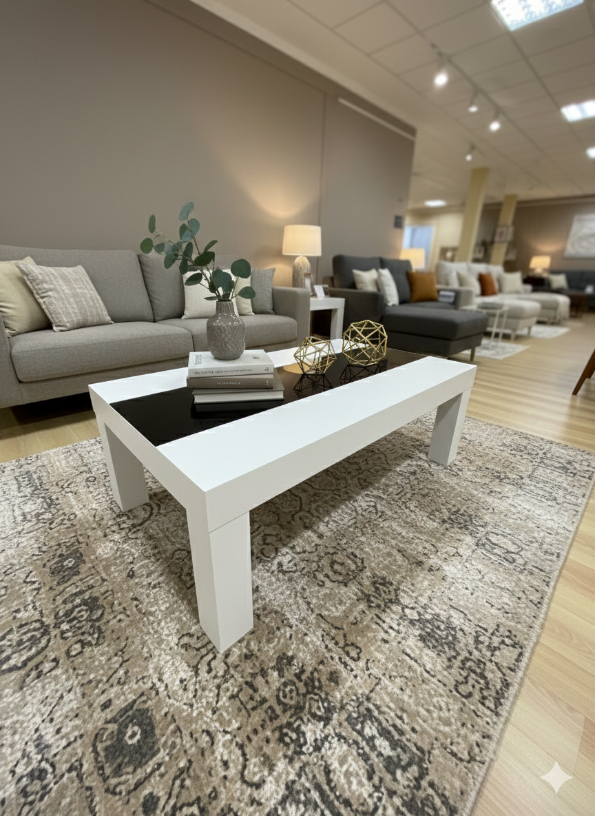 Mesa centro elevable cristal negro