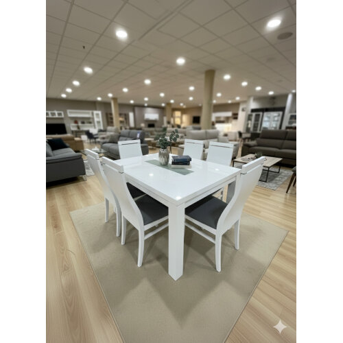 Mesa comedor extensible + 4 sillas lacado blanco