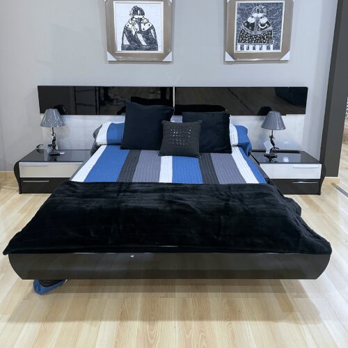 Dormitorio de matrimonio completo negro/gris brillo outlet