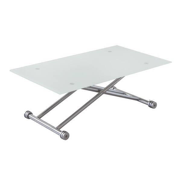 MESA CENTRO ELEVABLE MOD. SAVILA CRISTAL BLANCO - Imagen 2