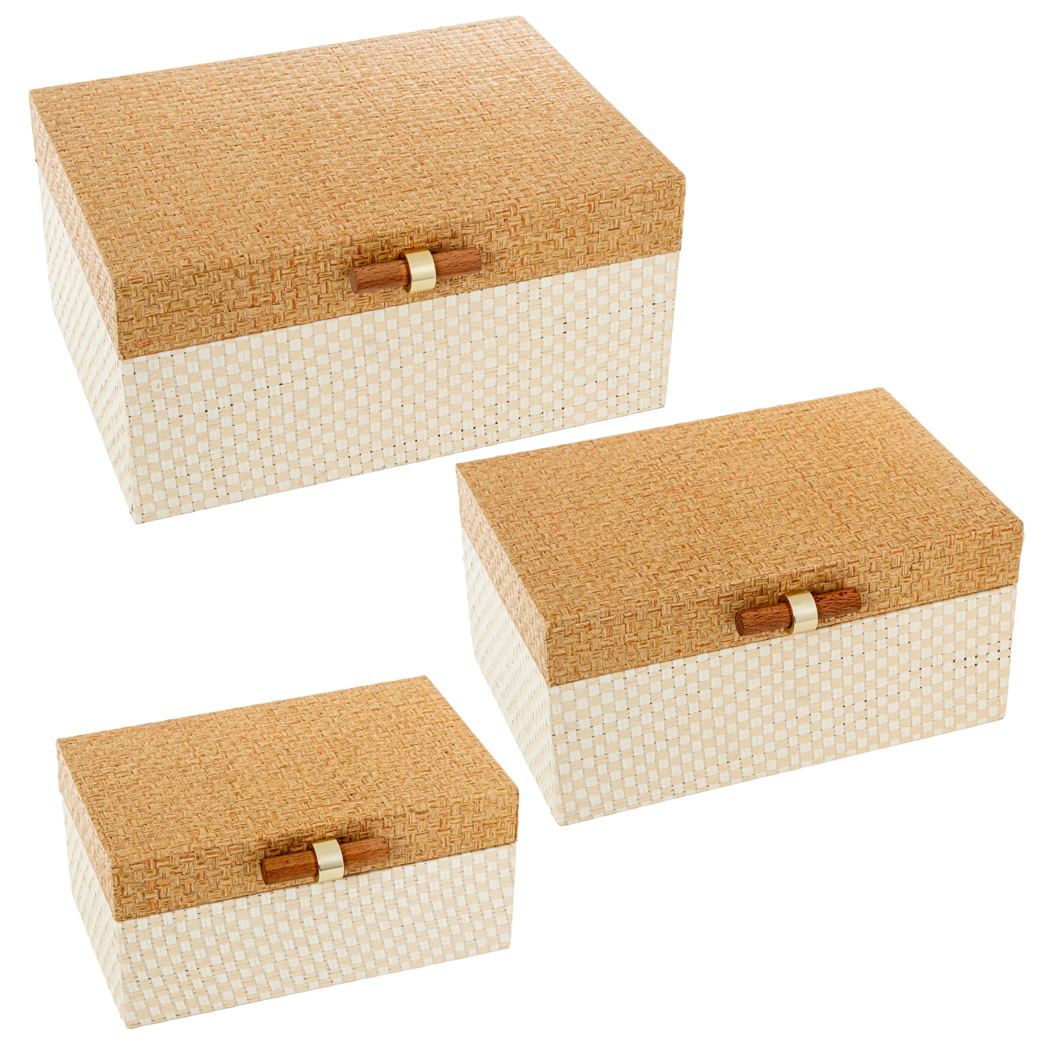 SET 3 JOYEROS RATÁN COLOR MIEL MADERA MD