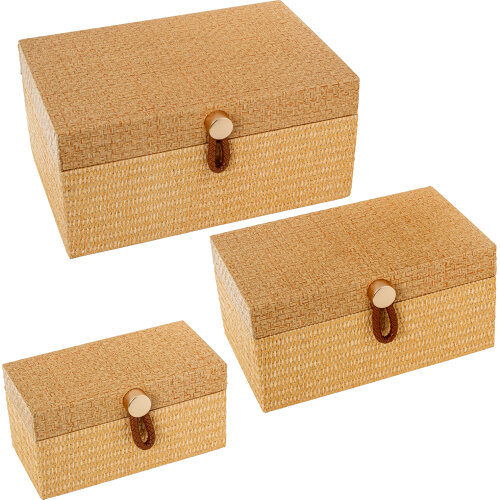 SET 3 JOYEROS RATÁN COLOR BEIG MADERA DM