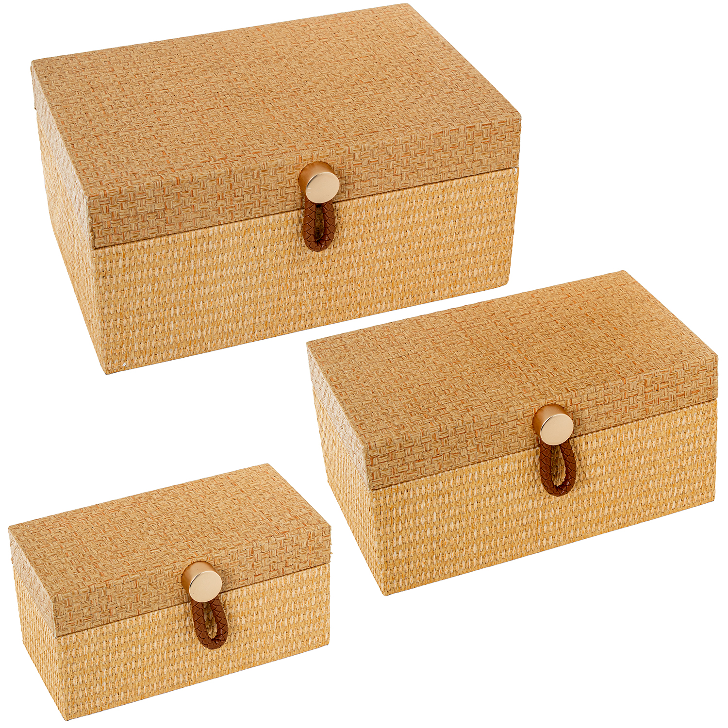 SET 3 JOYEROS RATÁN COLOR BEIG MADERA DM