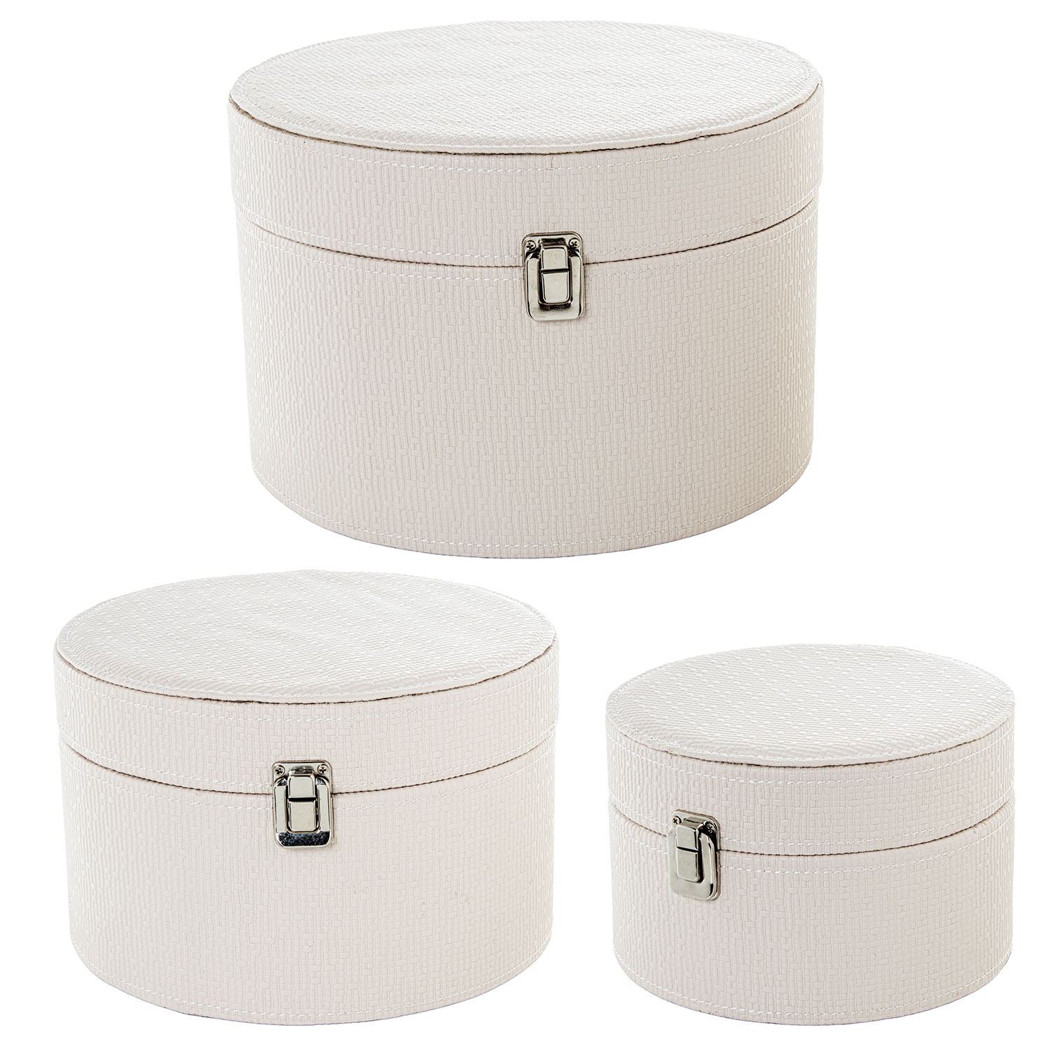 SET 3 JOYEROS PU BLANCO HUESOMADERA DM