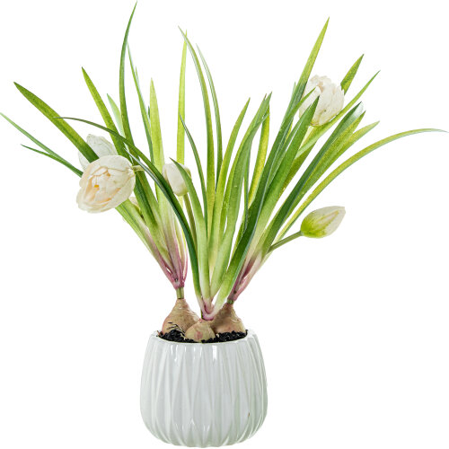 TULIPANES ARTIFICIALES BLANCOSOS 39CM EN MACETA PE+PVC