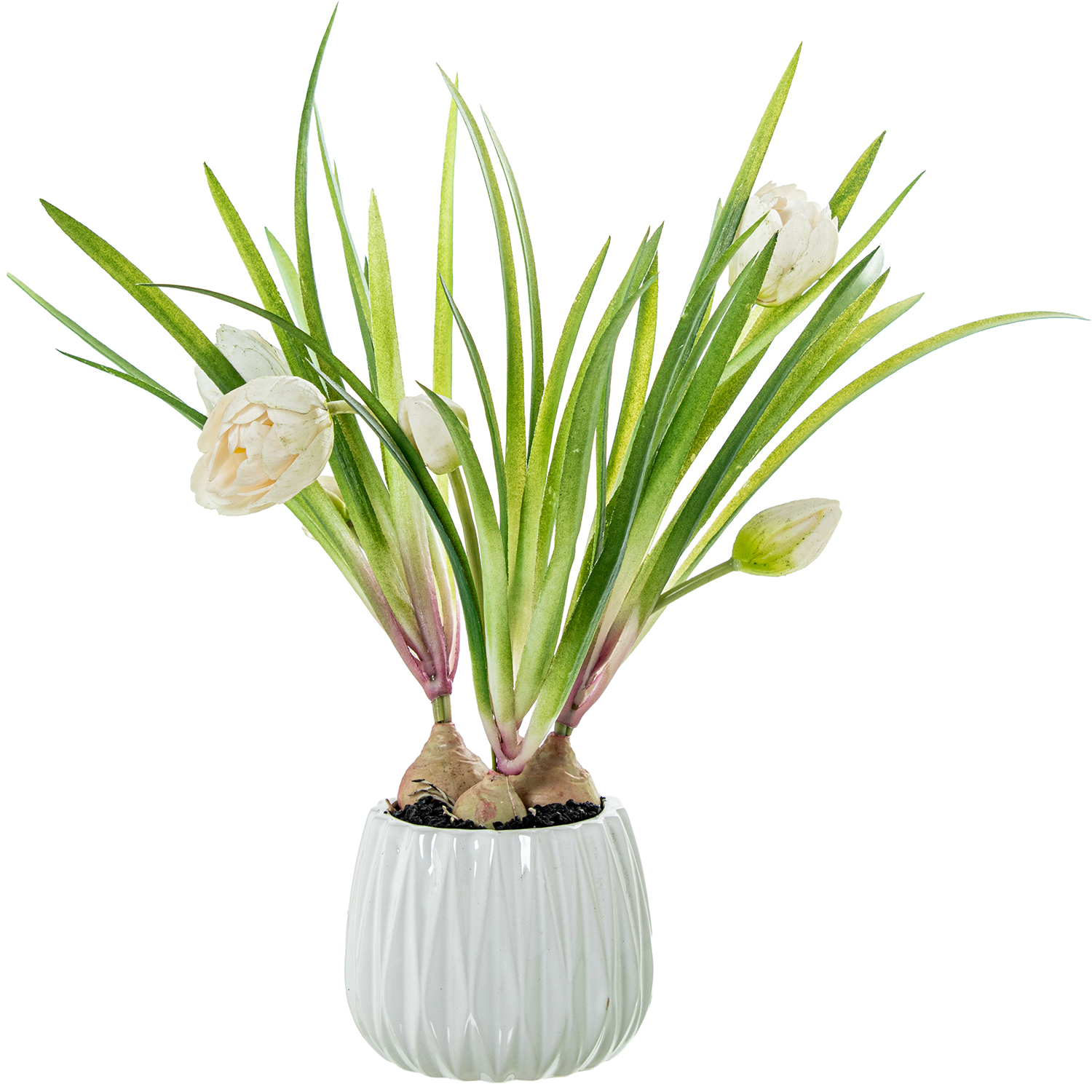 TULIPANES ARTIFICIALES BLANCOSOS 39CM EN MACETA PE+PVC