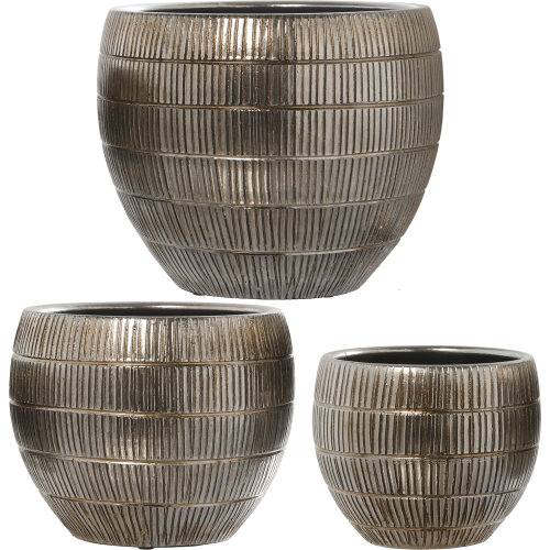 SET 3 MACETEROS CERÁMICA PLATEO BRILLO