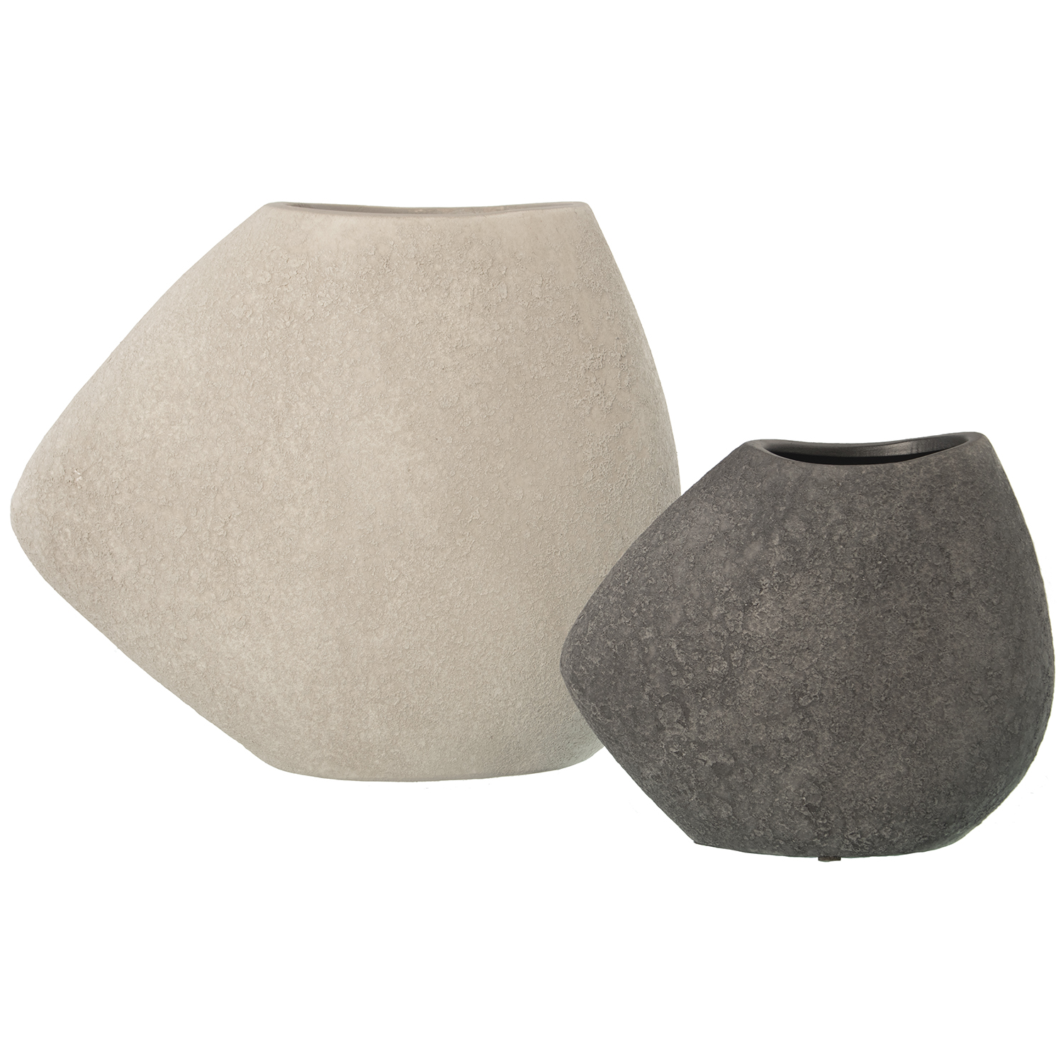 SET 2 JARRONES CERÁMICA GRIS YANCO/PLATA