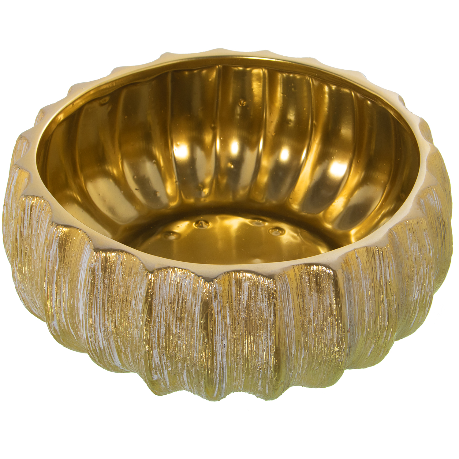 CENTRO CERÁMICA ø32CM ORO RAYADO BLANCO
