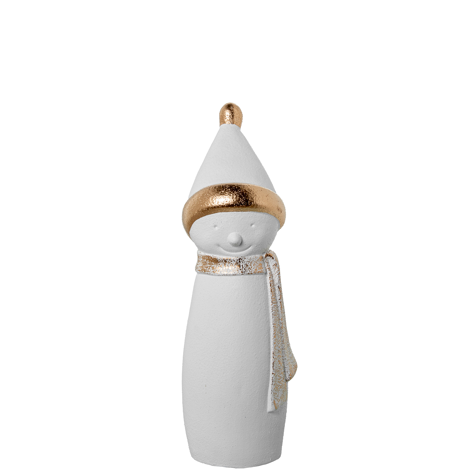 FIGURA CERÁMICA MUÑECO DE NIEVE 55CM BLANCO/ORO