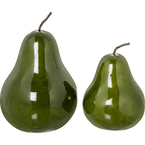 SET 2 FIGURAS PERAS CERAMICA VERDE OSCURO BRILLO