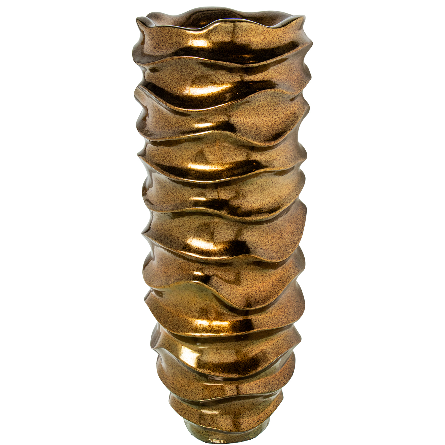 MACETERO CERÁMICA 80CM DORADODO CUERO