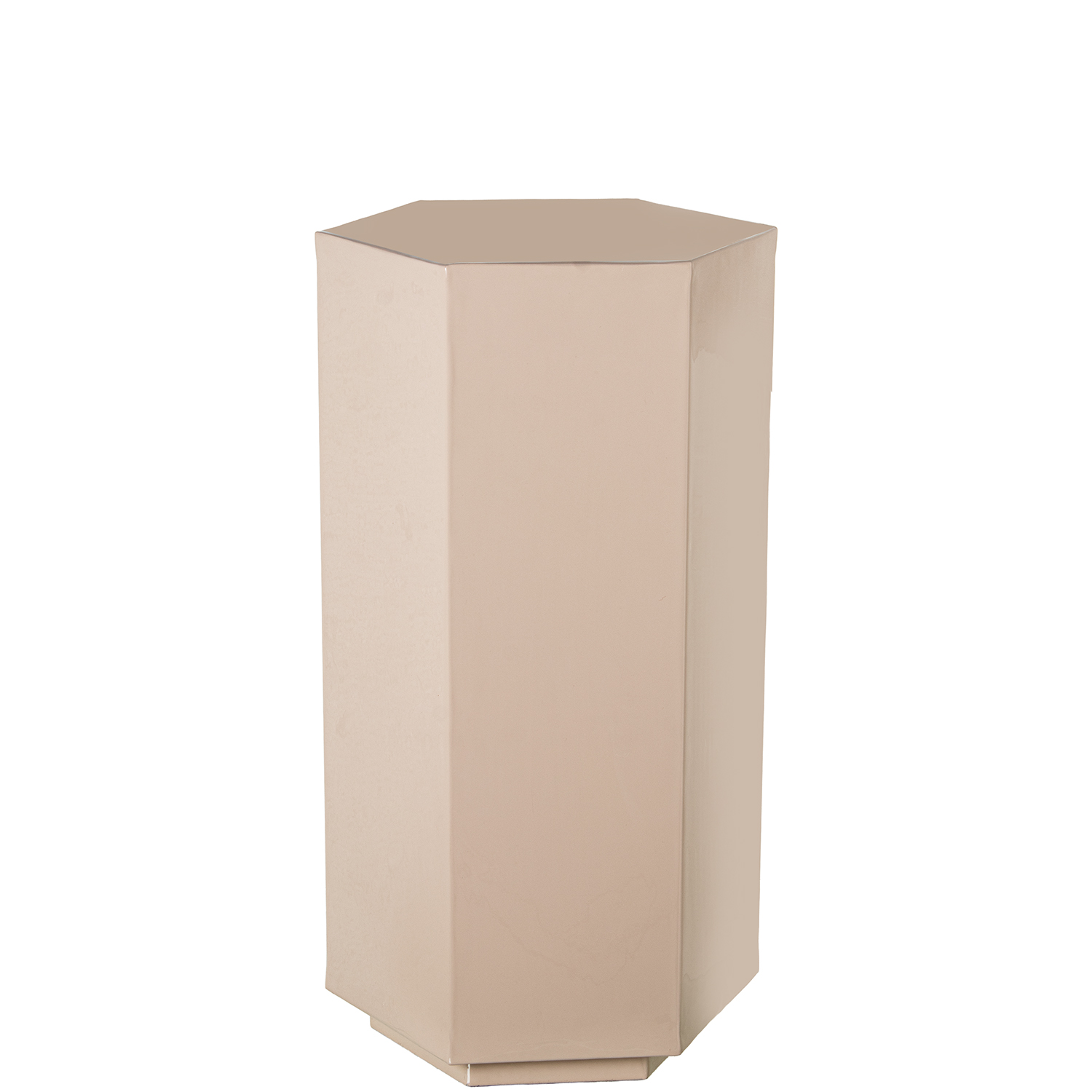 PEDESTAL HEXAGONAL 65CM METALBEIGE BRILLO