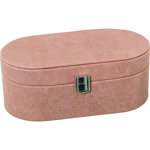 JOYERO POLIPIEL C/ESPEJO ROSA