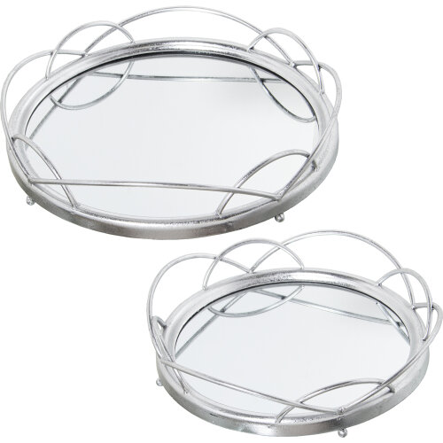 SET 2 BANDEJAS METAL PLATEADO/