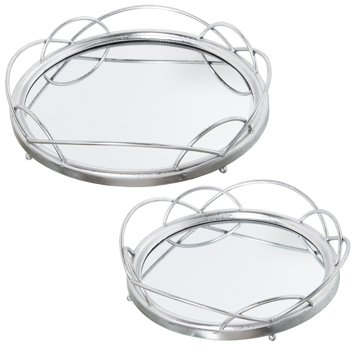 SET 2 BANDEJAS METAL PLATEADO/