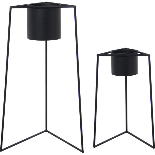 SET 2 MACETEROS METAL NEGROEGRO