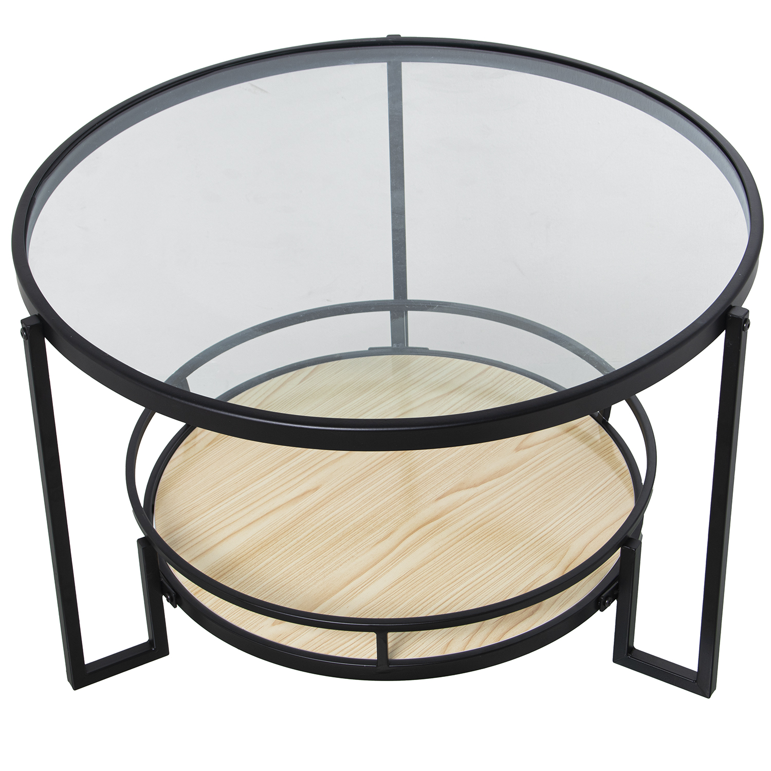 MESA AUXILIAR METAL NEGRO/CRISSTAL TRANSP. /BALDA MADERA