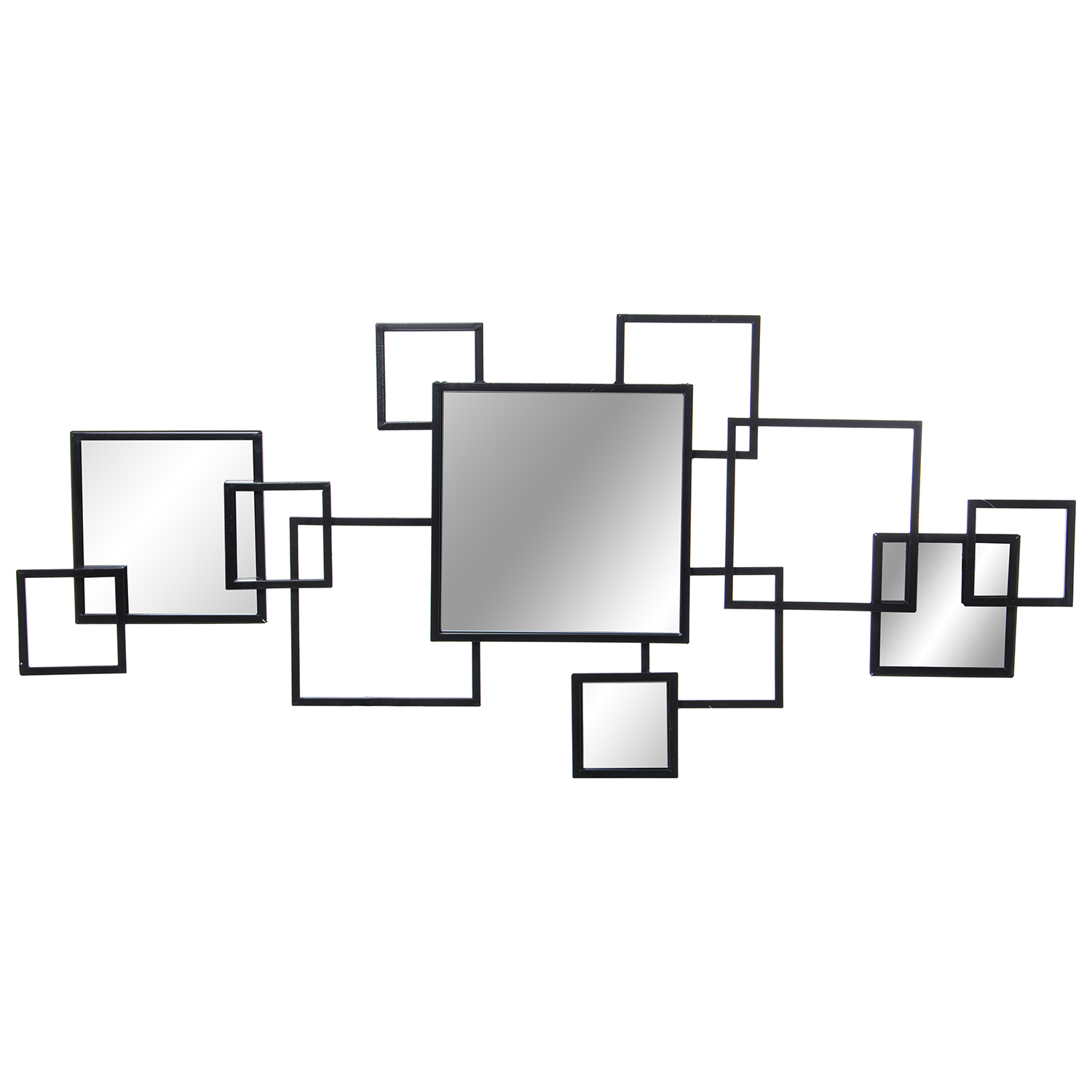 ADORNO PARED METAL NEGRO C/ESPPEJOS