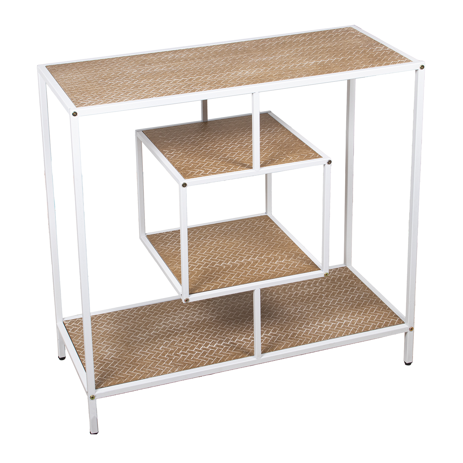 MESA ENTRADA METAL BLANCO/MADENCO C/BALDAS DE MADERA DM