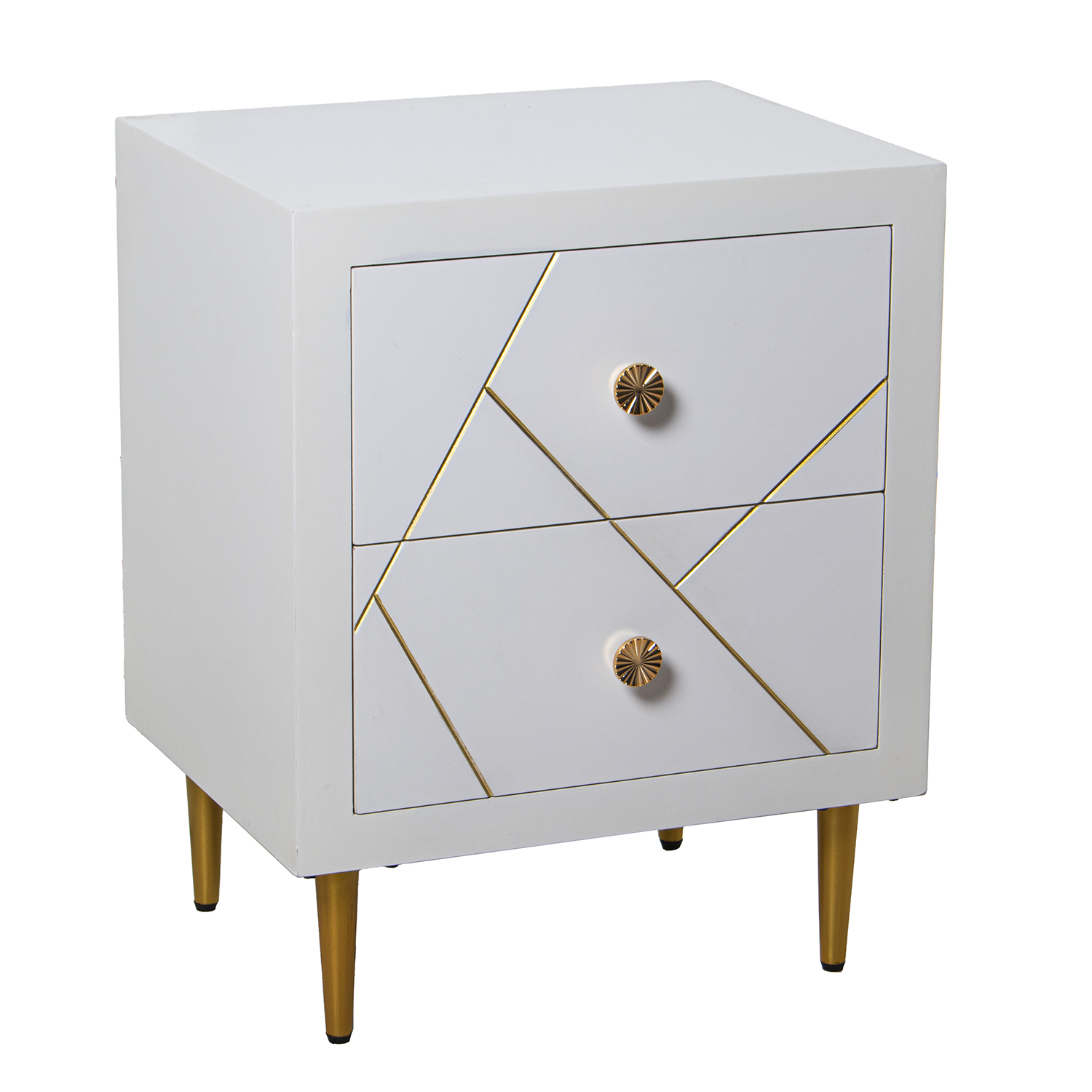 MESA DE NOCHE MADERA 2 CAJONESRO C/TONOS ROJOS, FILO DORADO