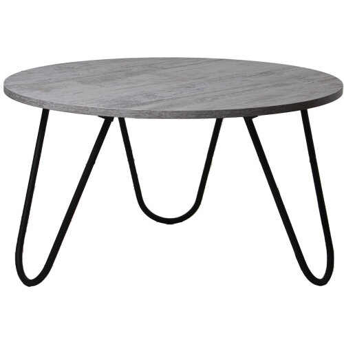 MESA CENTRO MADERA PATAS METALDO, TABLERO BISELADO
