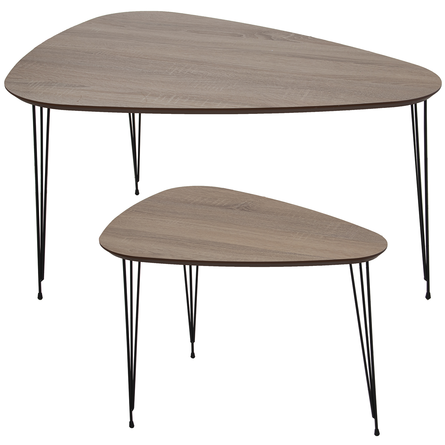 SET 2 MESAS CENTRO+72244 MADERS METAL NEGRO, MADERA NATURAL