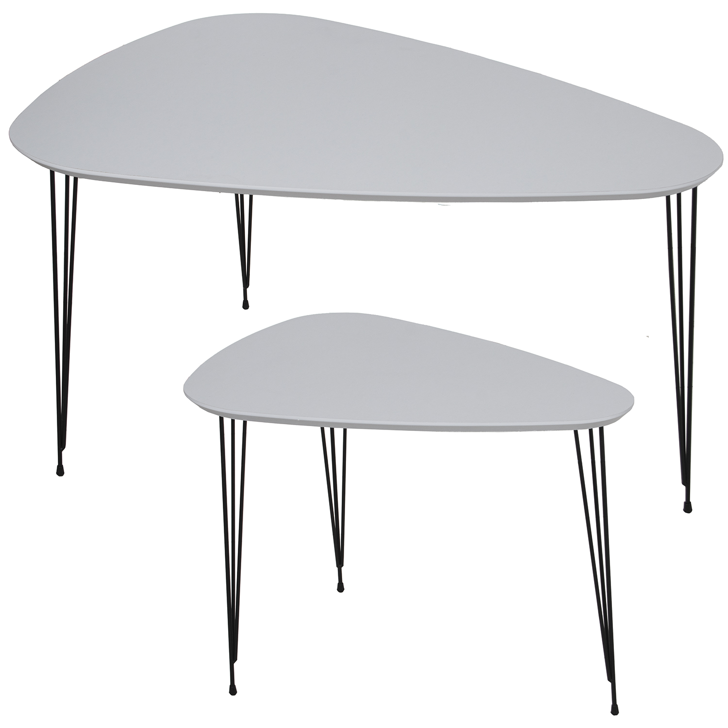 SET 2 MESAS CENTRO+72245 MADERA NATURAL PATAS METAL NEGRO