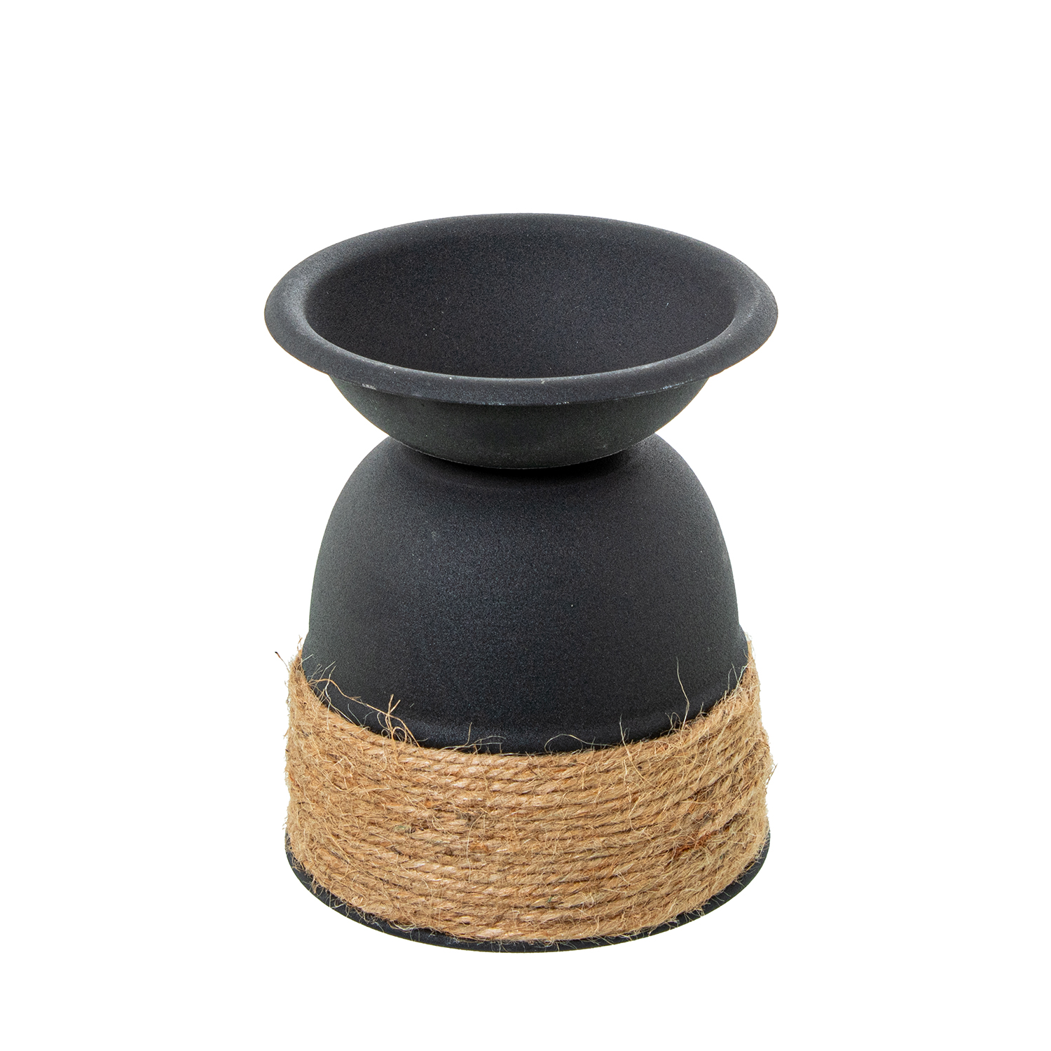 PORTAVELAS METAL NEGRO C/CUERD