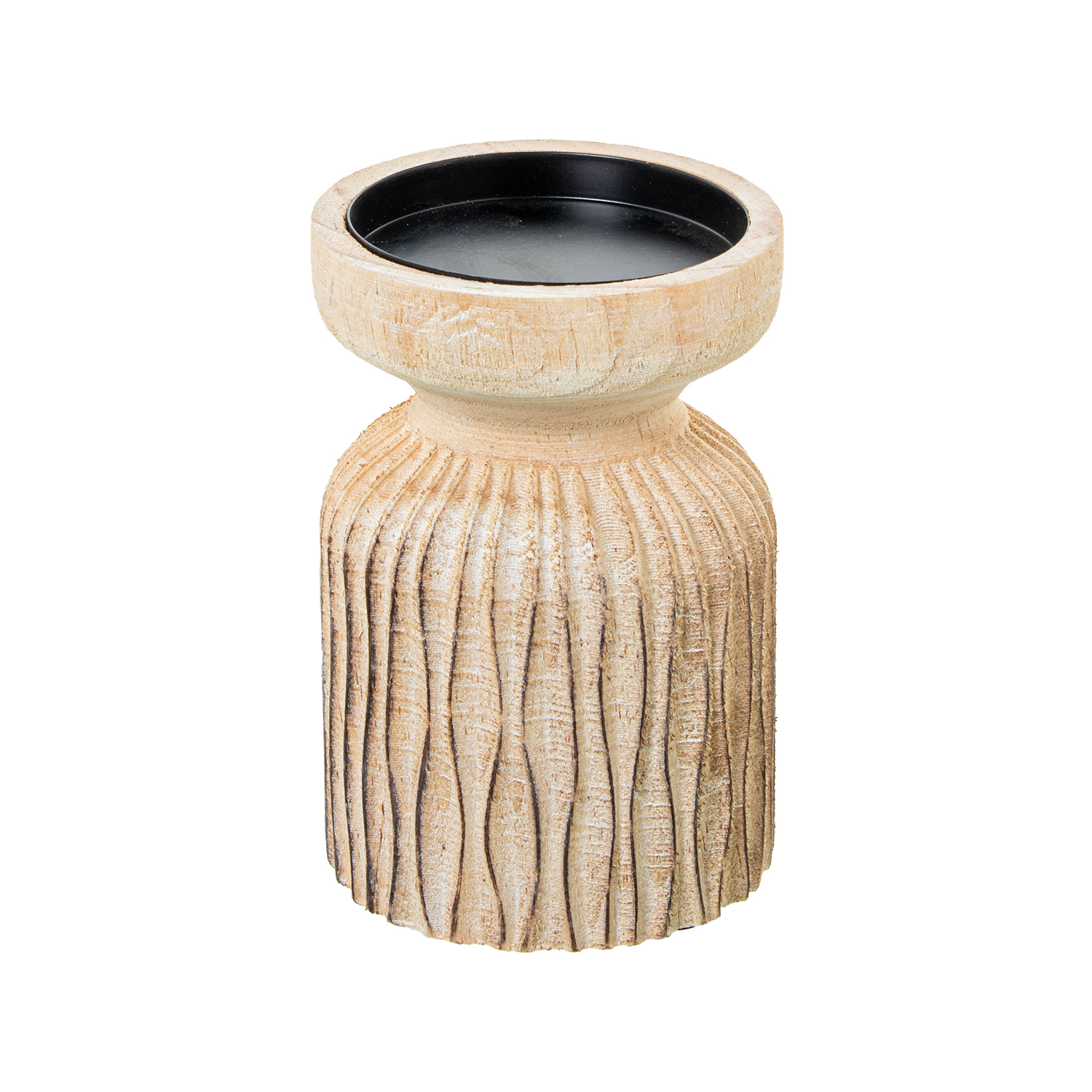 PORTAVELAS MADERA/METALA YUTE