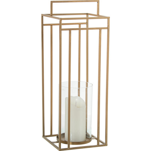 FAROL PORTAVELAS METAL DORADO