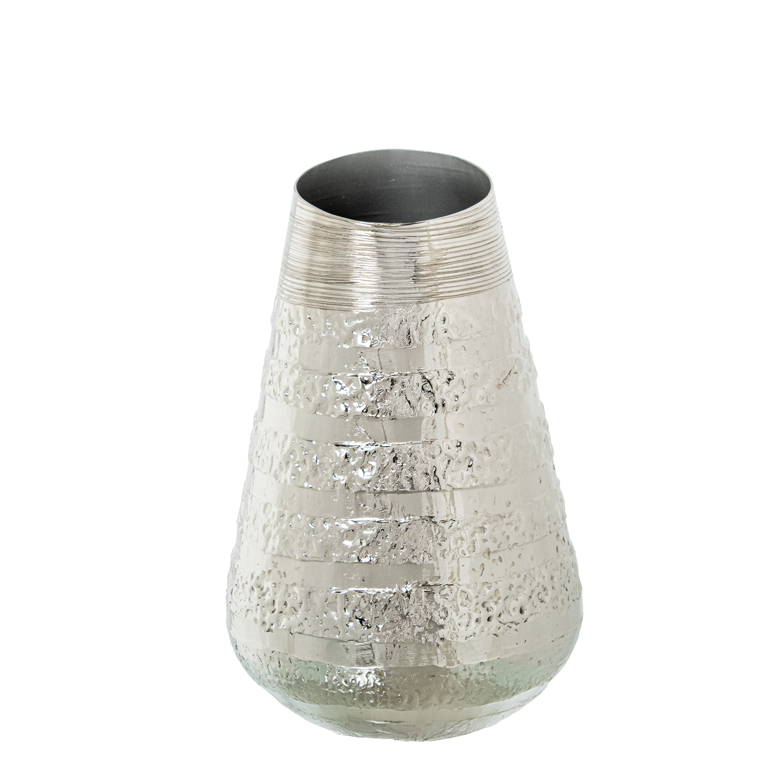 JARRÓN ALUMINIO PLATEADO CRISTAL