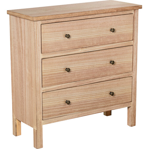 CÓMODA MADERA NATURAL C/3 CAJOM+PAULOWNIA
