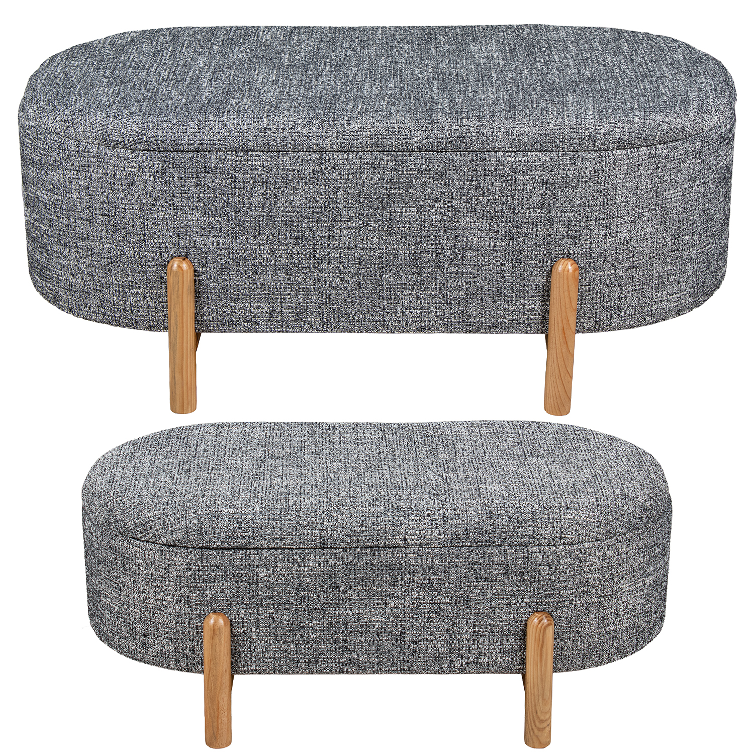 SET 2 PUF POLIESTER GRIS MADERRA
