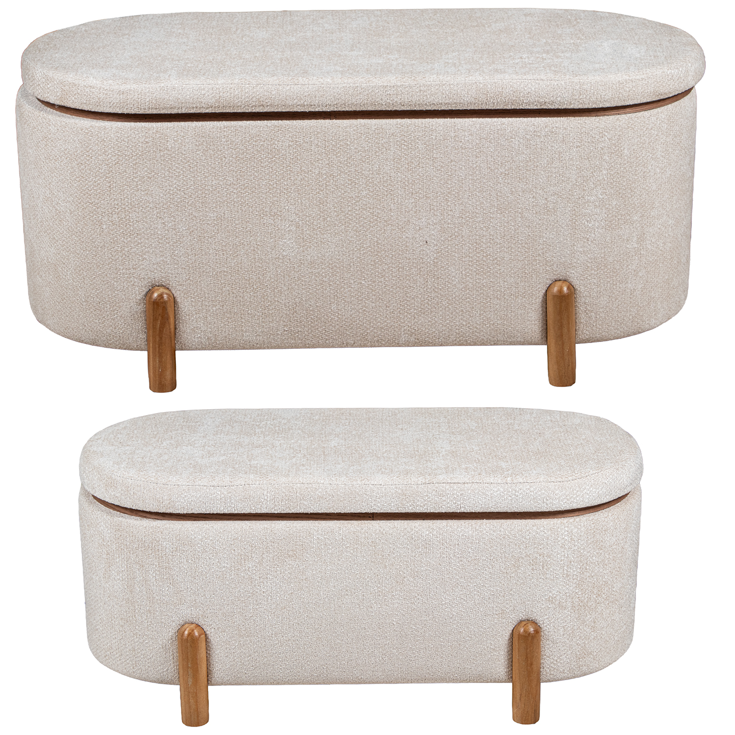 SET 2 PUF POLIESTER BEIGE MADEA