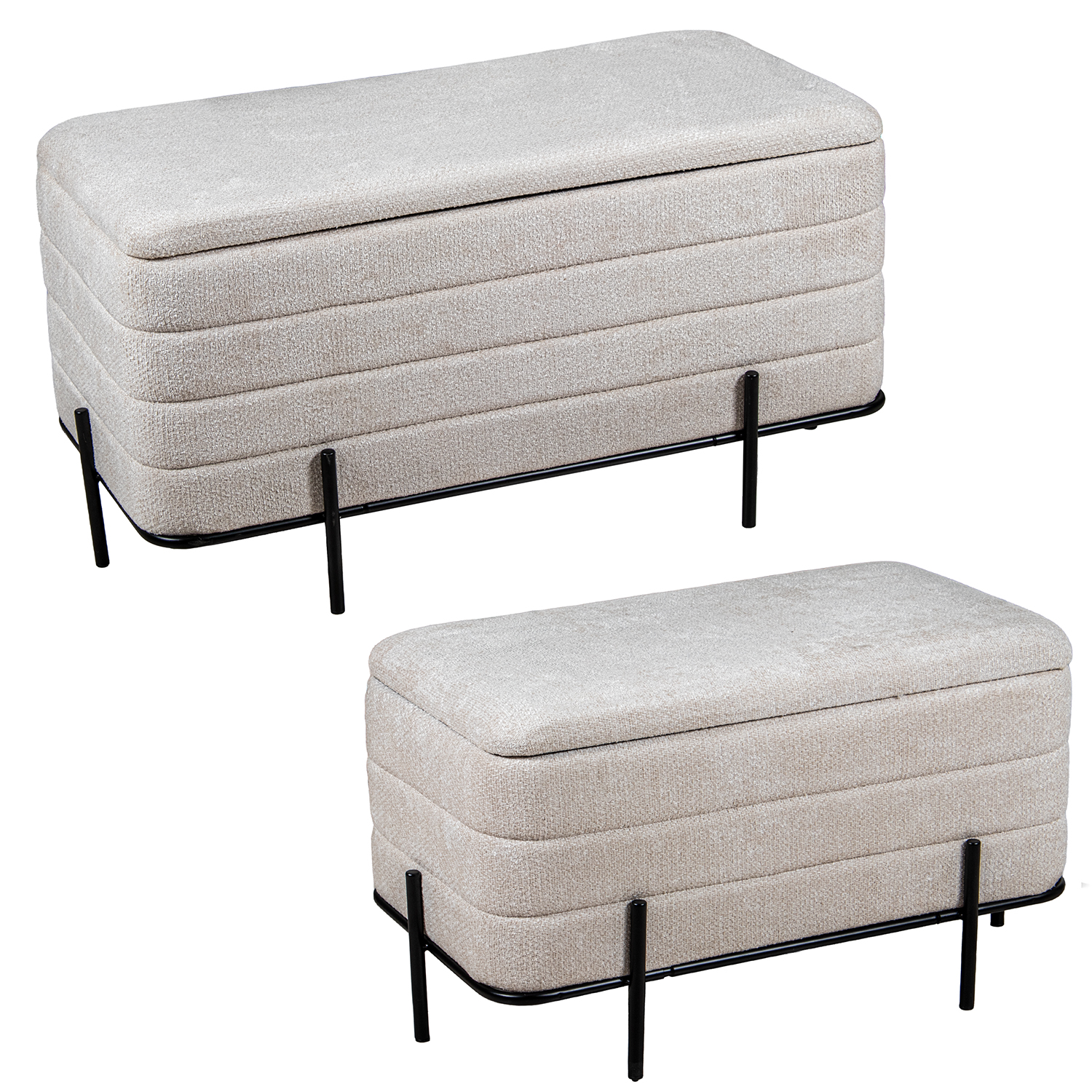 SET 2 PUF POLIESTER BEIGE MADEERA