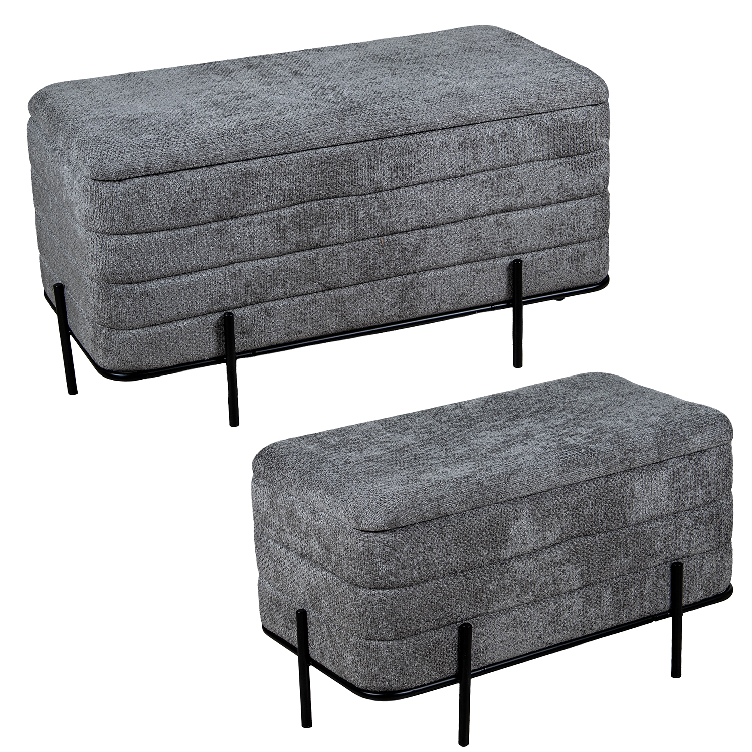SET 2 PUF POLIESTER GRIS MADERRA