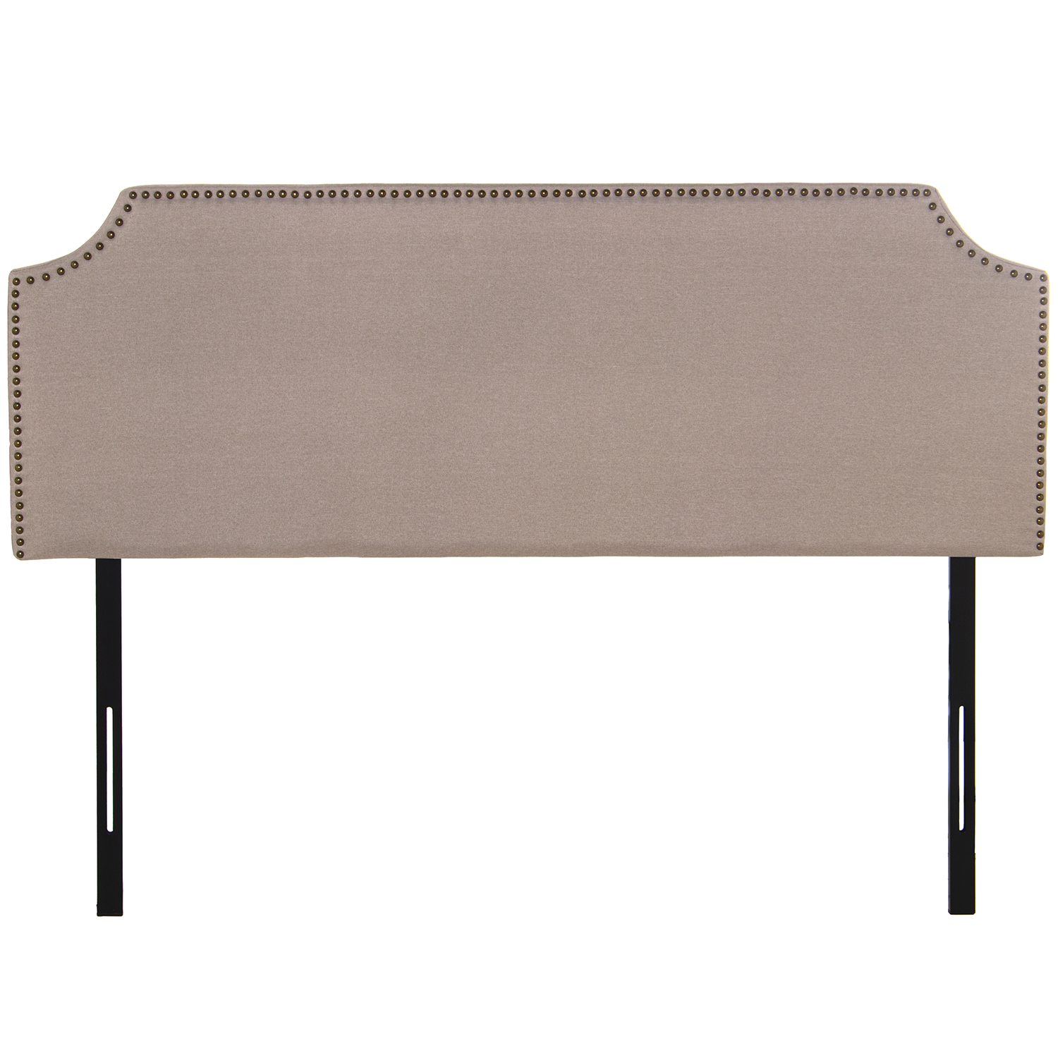 CABECERO DE CAMA TAPIZADO BEIGADERA C/APLIQUES DORADOS