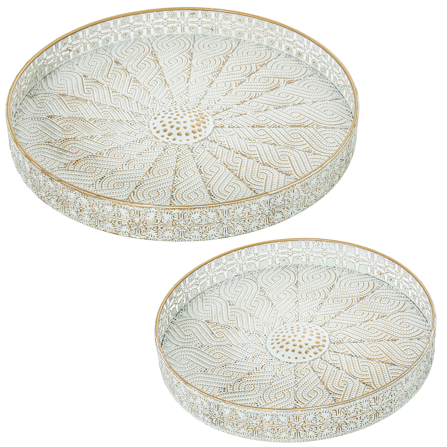 SET 2 BANDEJAS BLANCO/ORO