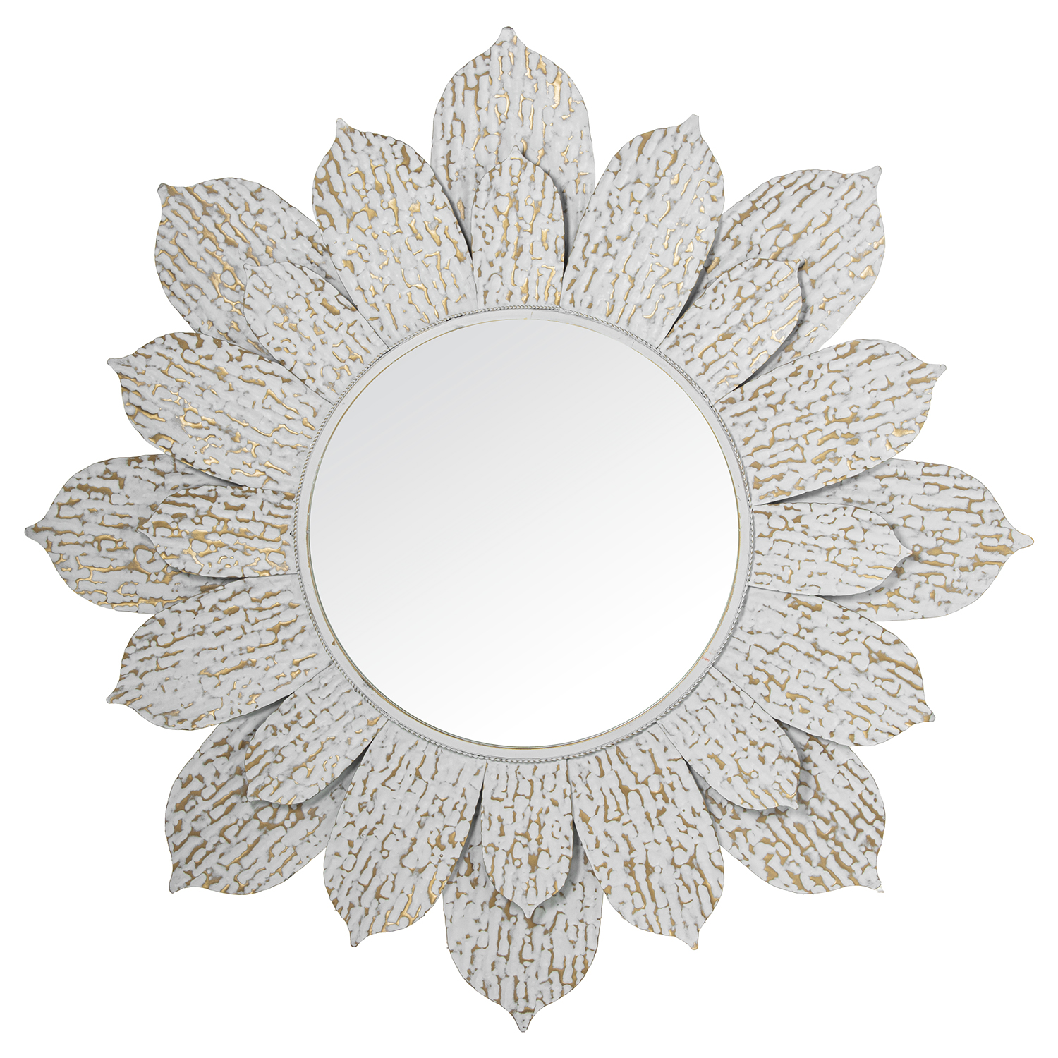 ESPEJO METAL FLOR BLANCO/ORO
