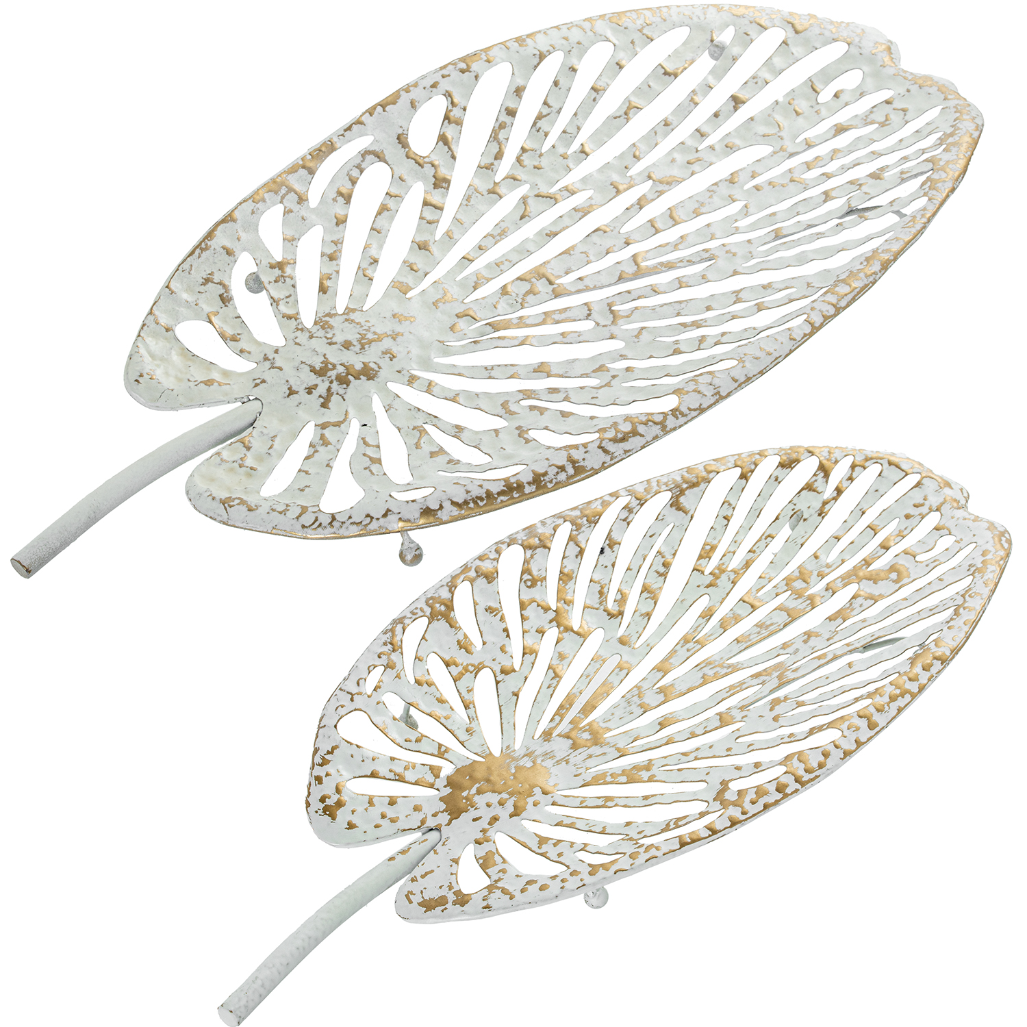 SET 2 BANDEJAS METAL BLANCO/OR