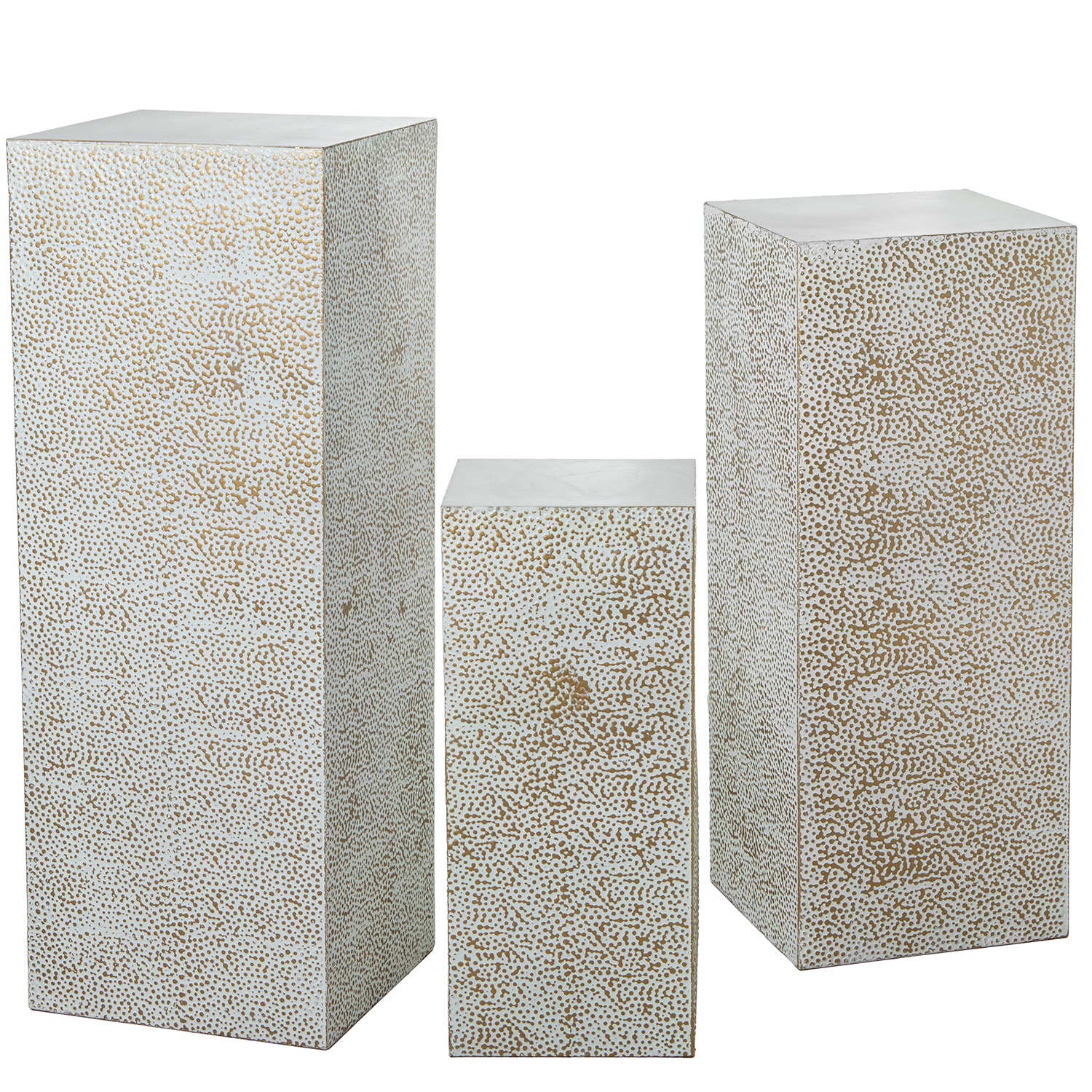 SET 3 PEDESTALES METAL BLANCO/