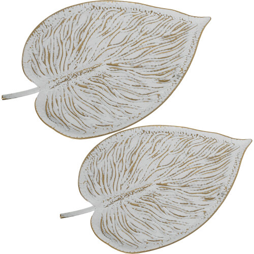 SET 2 BANDEJAS METAL BLANCO/OR