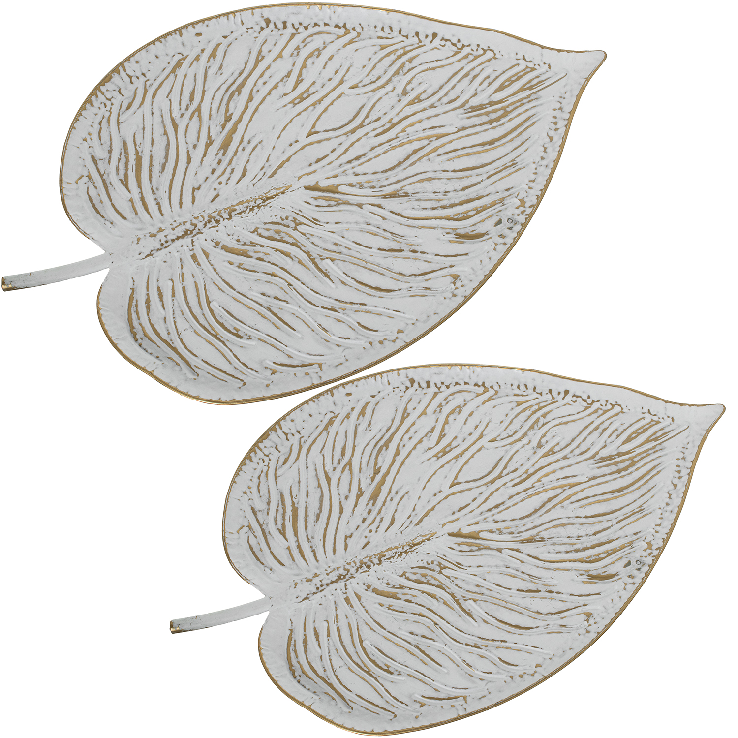 SET 2 BANDEJAS METAL BLANCO/OR