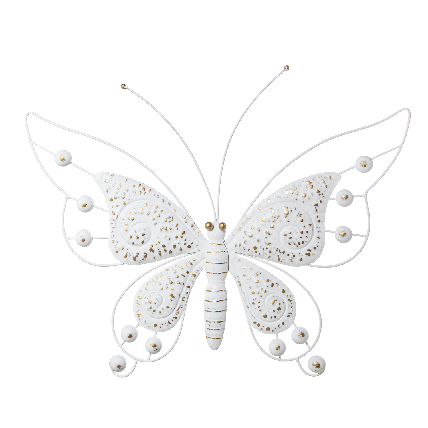 DECORACION PARED MARIPOSA METAL BLANCO/ORO
